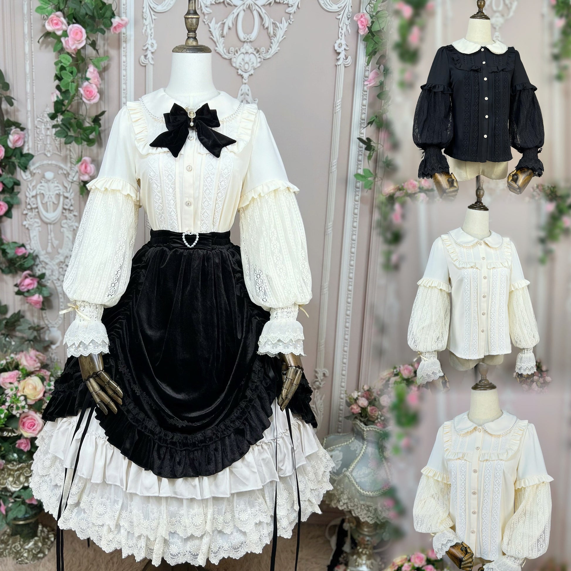 DMFS Lolita - Vintage Lolita Mutton Leg Sleeve Blouse Doll Collar Shirt