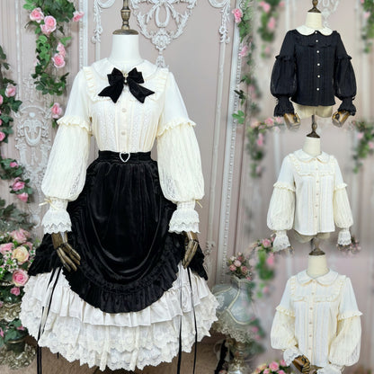 DMFS Lolita - Vintage Lolita Mutton Leg Sleeve Blouse Doll Collar Shirt