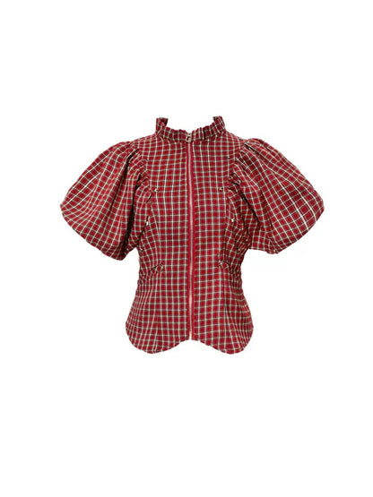 Plaid Short Sleeve Slim Fit Shirt【s0000007224】