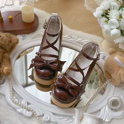 SeeYou - Sweet Cake - Sweet Lolita Platform Shoes Wood Grain