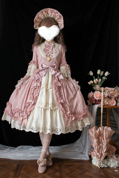 Miss Point - Lilyka Garden - Classic Lolita OP Dress Set Elegant Floral Wall Princess Sleeve