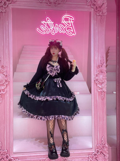 Yingtang - Plus Size Lolita Dress Leopard Hot Girl Sweet