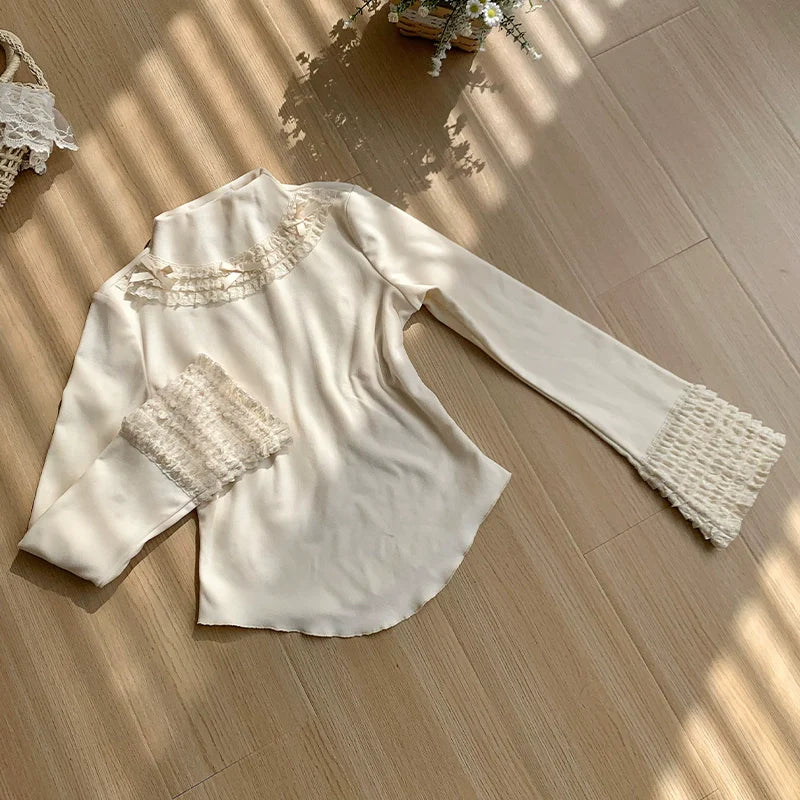 With PUJI - Snowfall - Winter Lolita Sweater Long Sleeve Knitted Innerwear