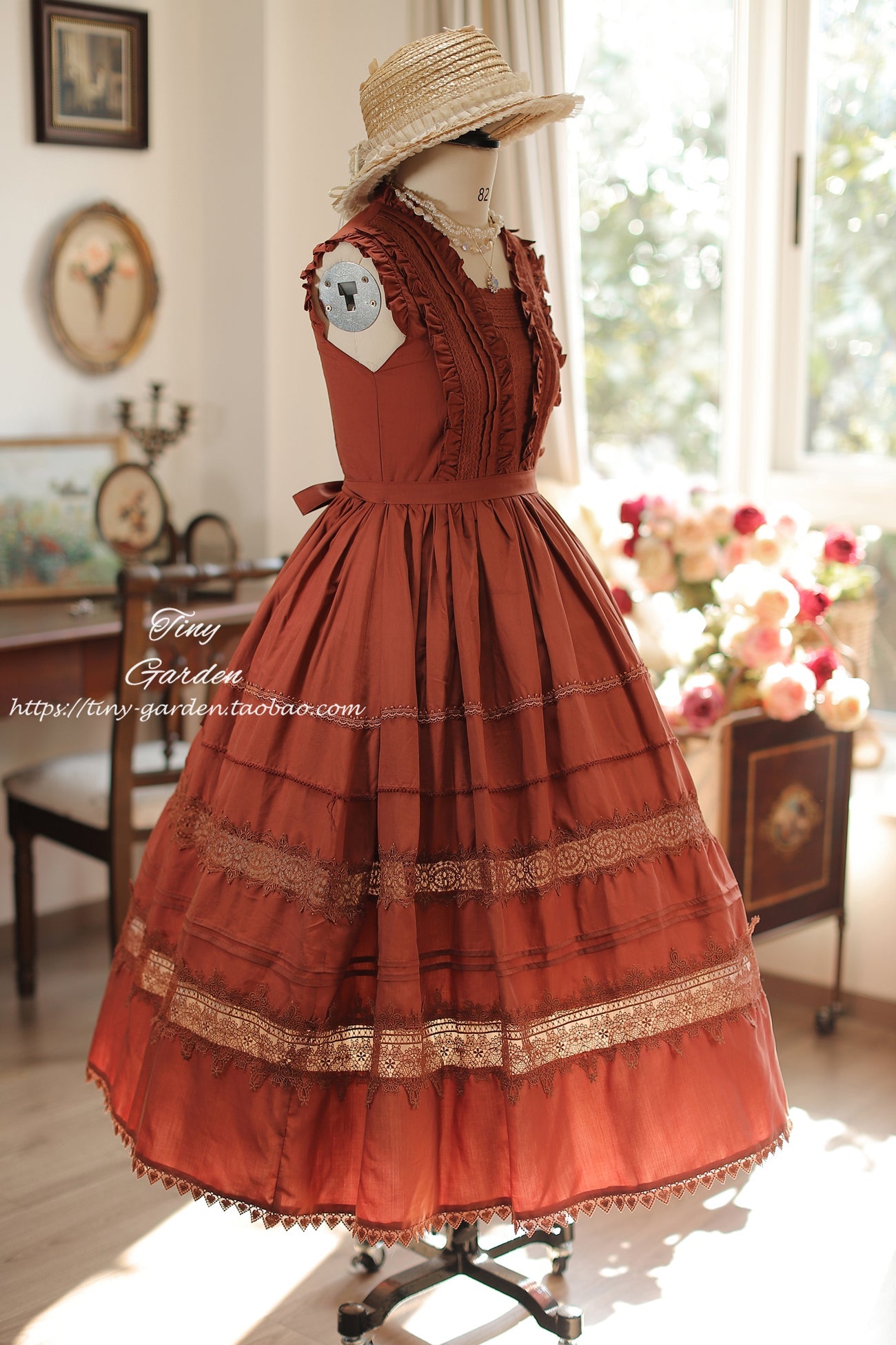 Tiny Garden - Spring Whisper - Solid Color Classic Lolita JSK Dress with Tulle Apron