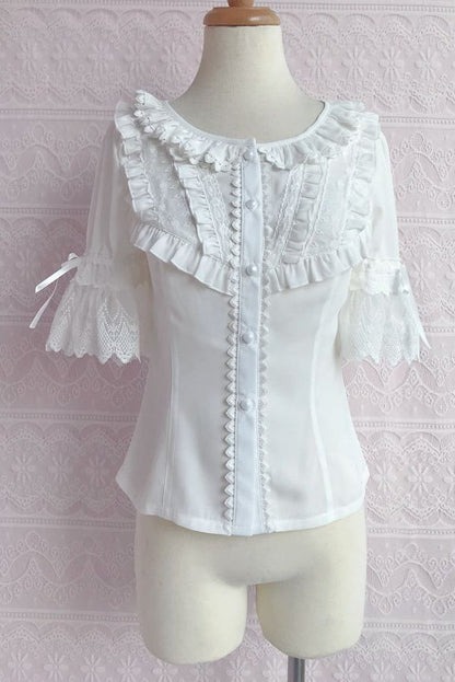 Yilia - Summer Short Sleeve Chiffon Lolita Blouse