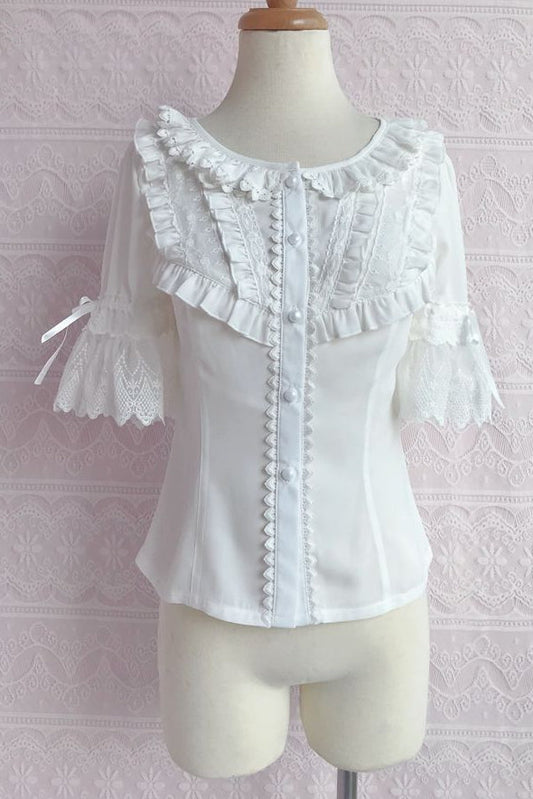 Yilia - Summer Short Sleeve Chiffon Lolita Blouse