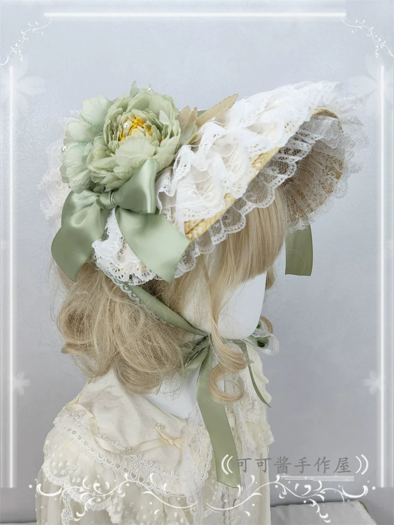 Cocoa Jam - Country Lolita Bonnet Lace Flower Flat Cap Multicolors Customized