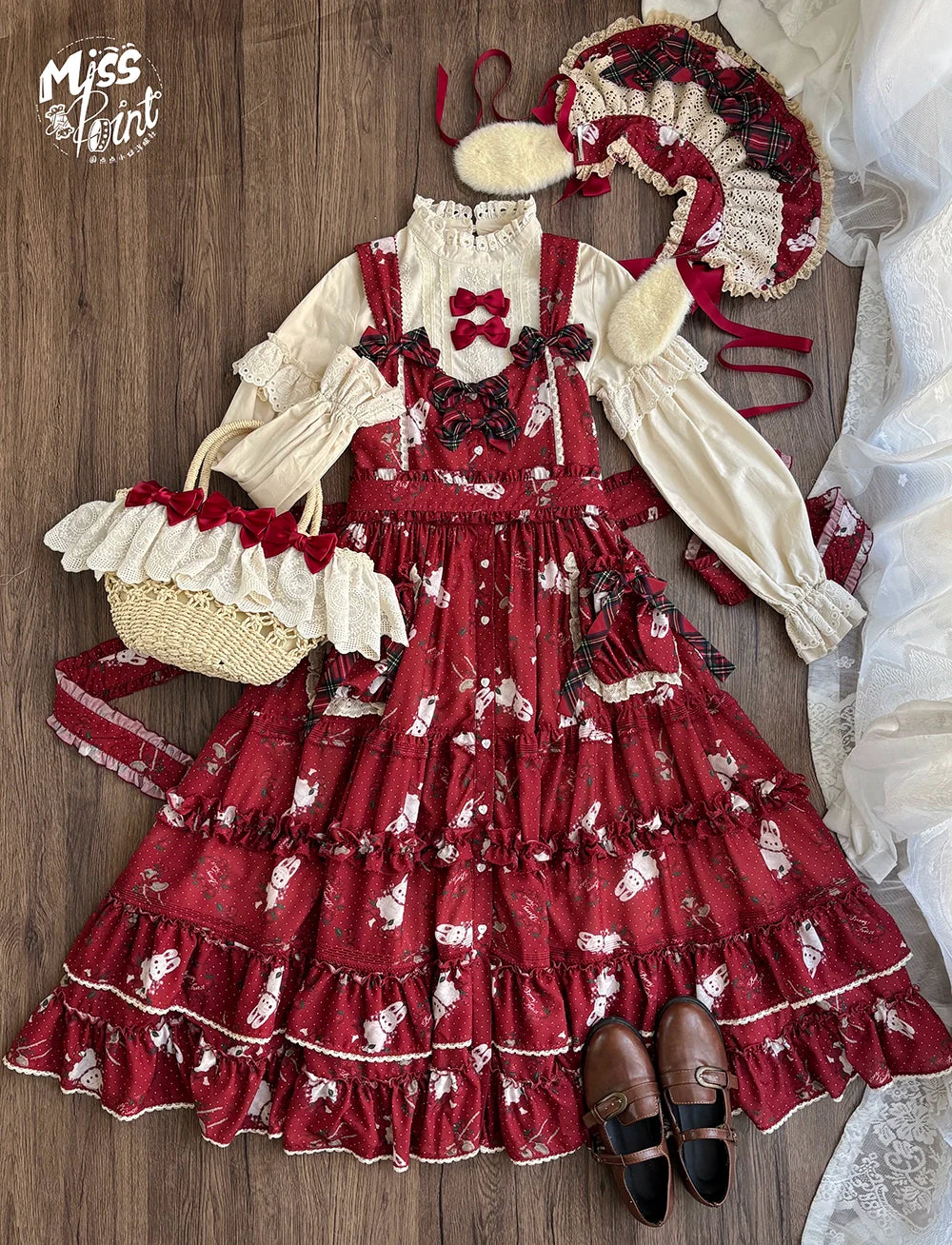 Miss Point - Forest Berry Bunny - Sweet Lolita JSK Elegant Bunny Print Dress