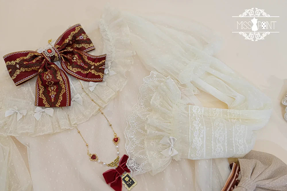 Miss Point - Kaleidoscope - Classical Lolita Shirt Dot Gauze Detachable Puff Sleeve Blouse Customized