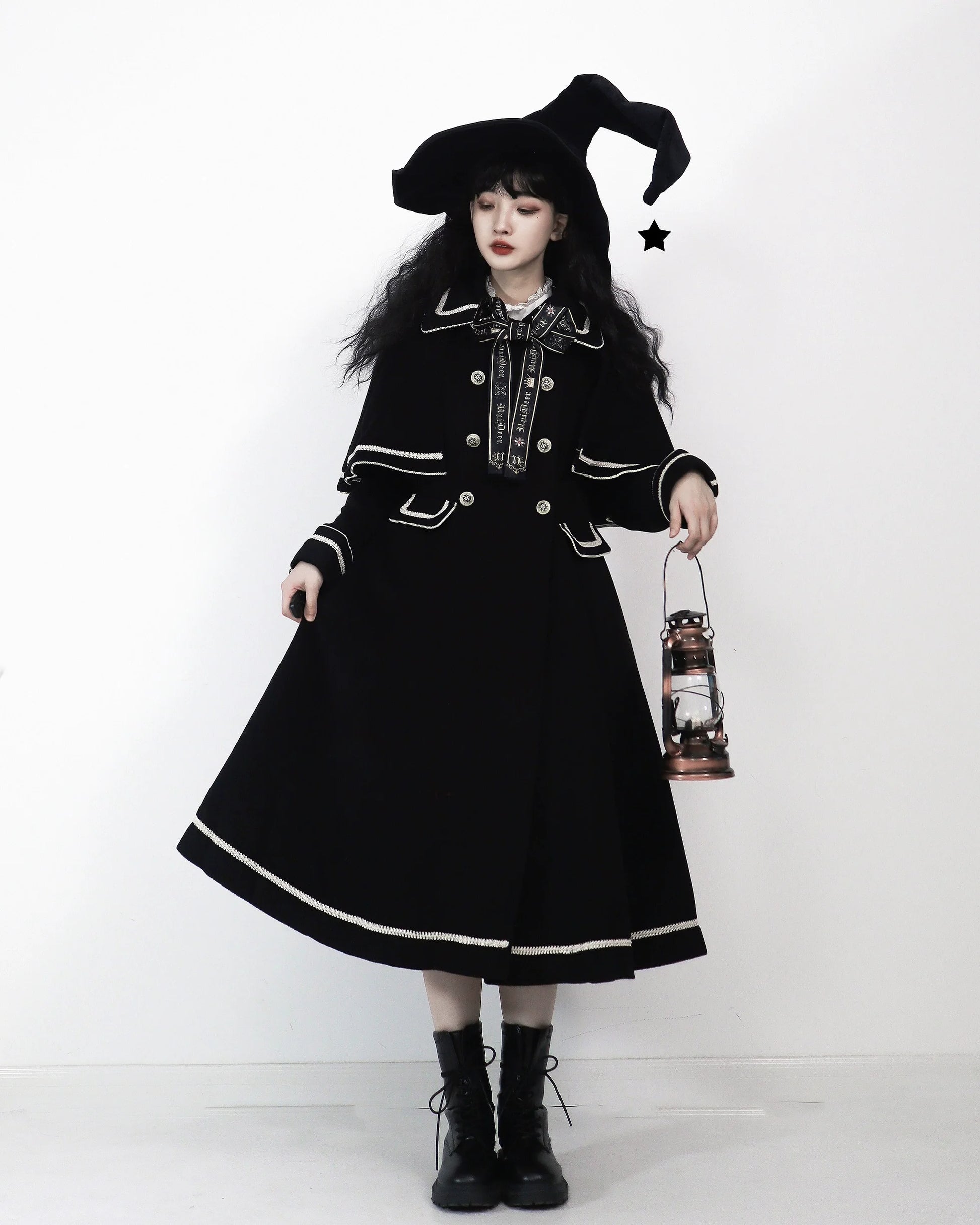 Unideer - Galaxy Traveler - Classic School Lolita Overcoat with Detachable Cape and Bow