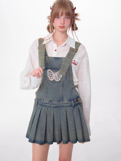 Denim suspender skirt【s0000007531】