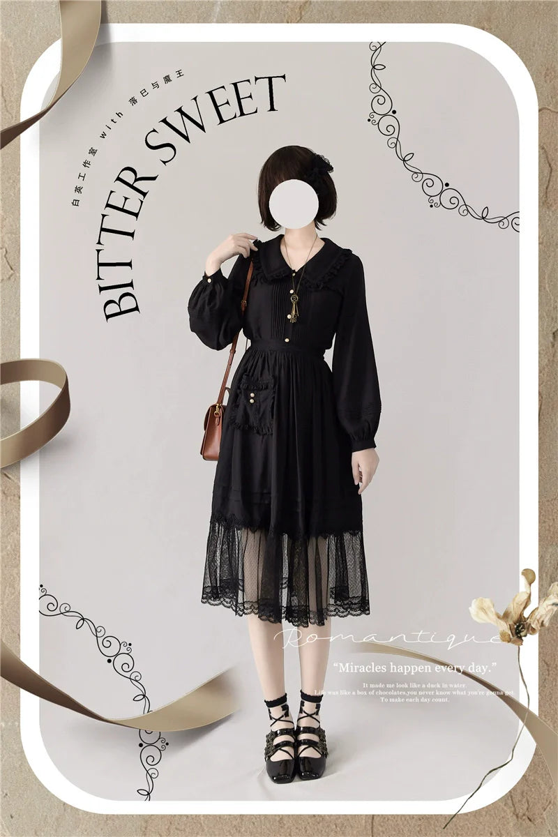 BitterSweet - Elegant Lolita Skirt Set V-neck Long Sleeve Shirt