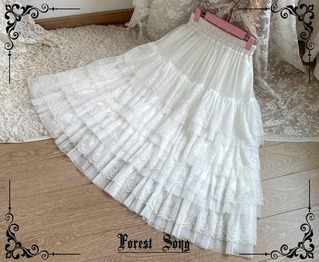 Forest Song - Star and Sea - Classic Lolita Petticoat Adjustable Tiered Ruffle Skirt