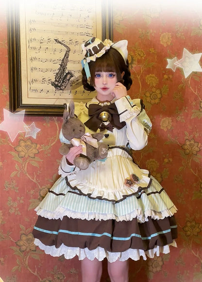 Sakurahime - Berry Bubble - Kawaii Lolita OP Tiered Ruffles Apron Lolita Dress