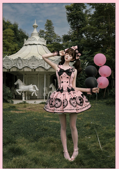 Alice Girl - Brown Sugar Bear - Printed Sweet Lolita Dress, Multiple Styles