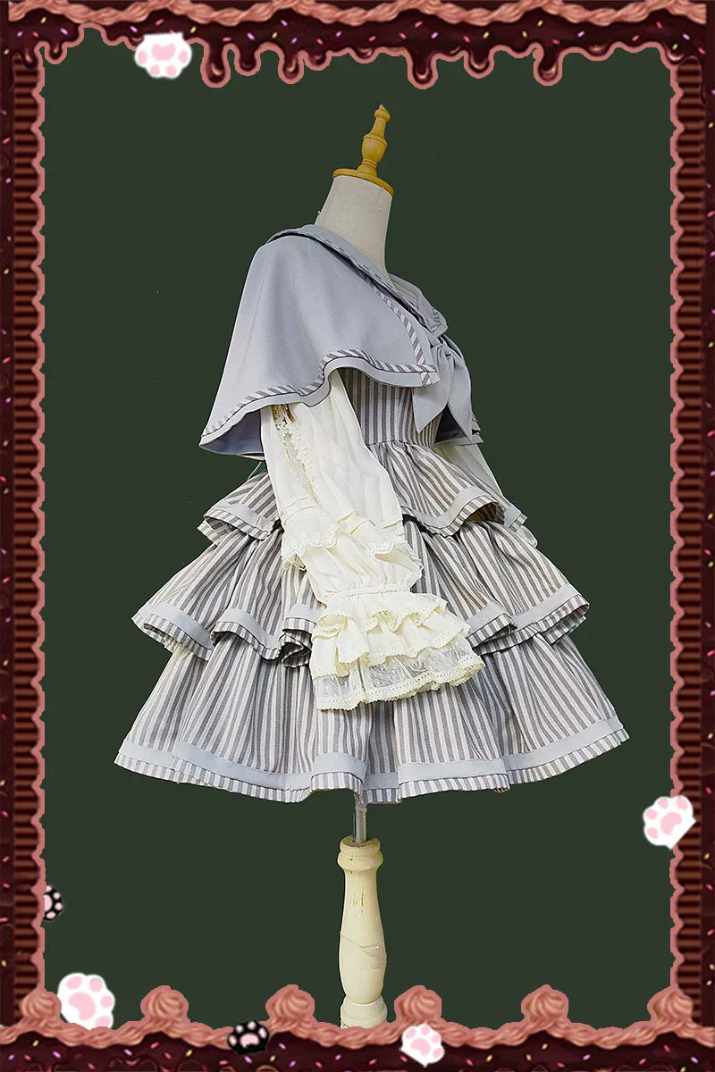 Infanta - From Afar - Vintage Striped Peppy-Style Lolita JSK & Cape