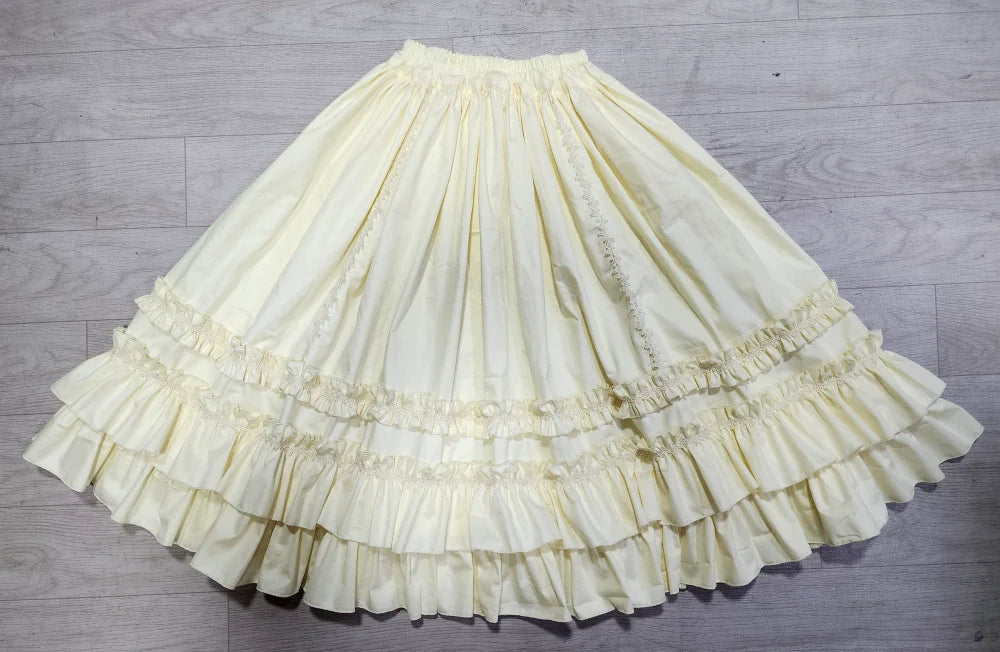 WangYan&Summer - Cotton Lolita Embroidered Petticoat, Rose Hem