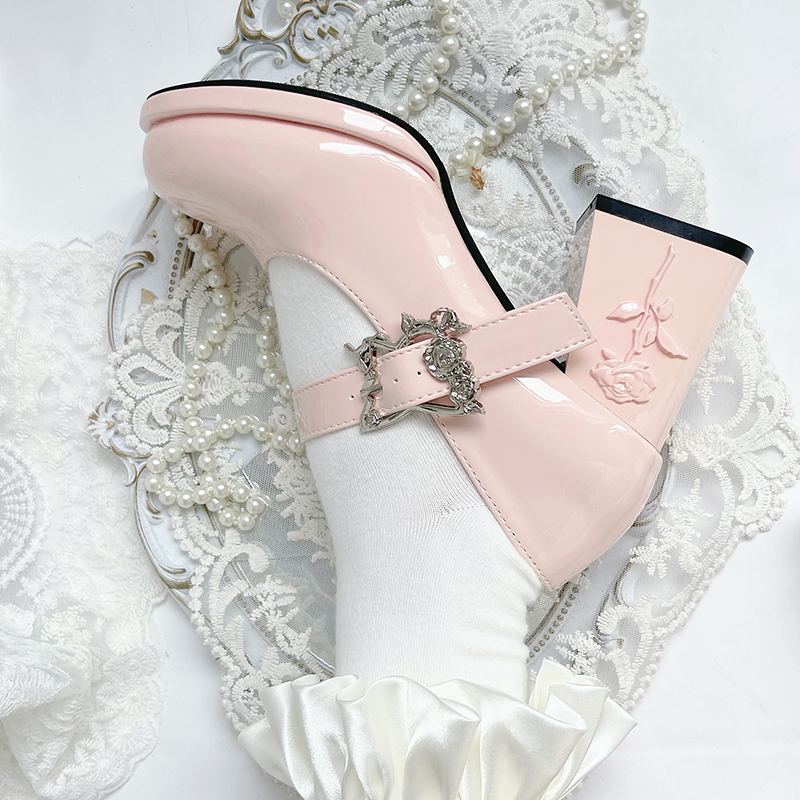 Dreamland - Wanxiang Cycle - Elegant Lolita Heel Shoes with Embossed Rose