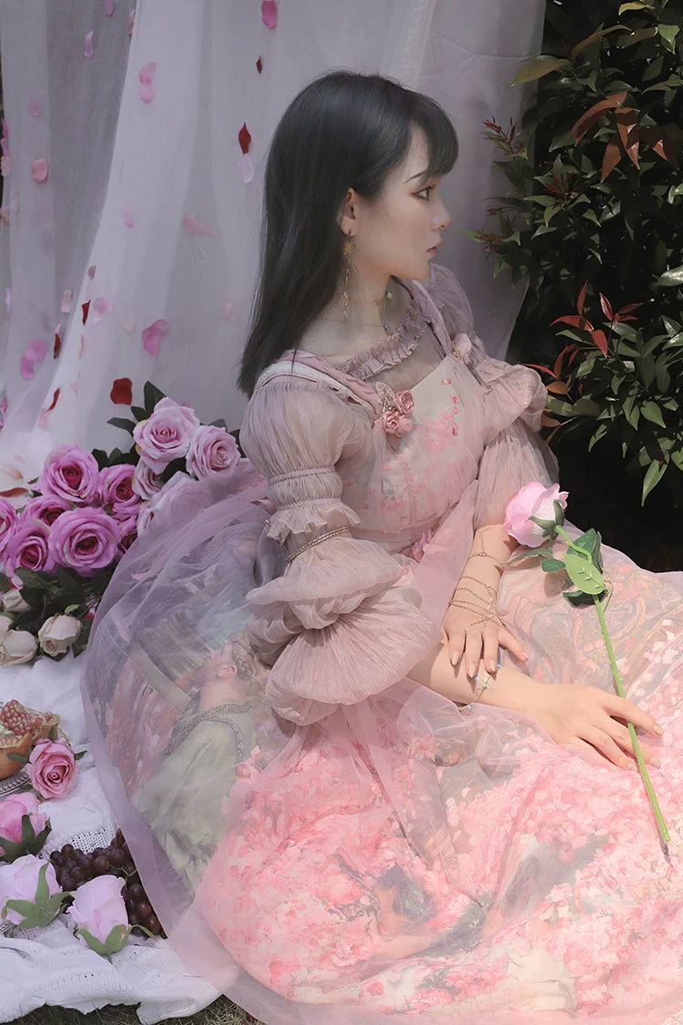 Balladeer - Classic Lolita Shirt Puff Sleeves Open Shoulder Blouse