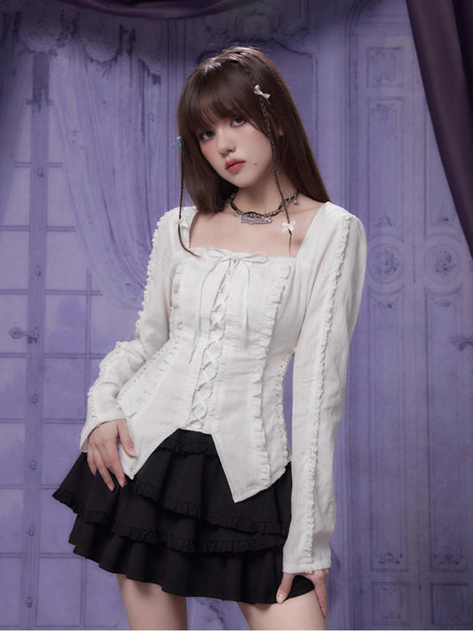 Slim waist frill shirt【s0000007071】