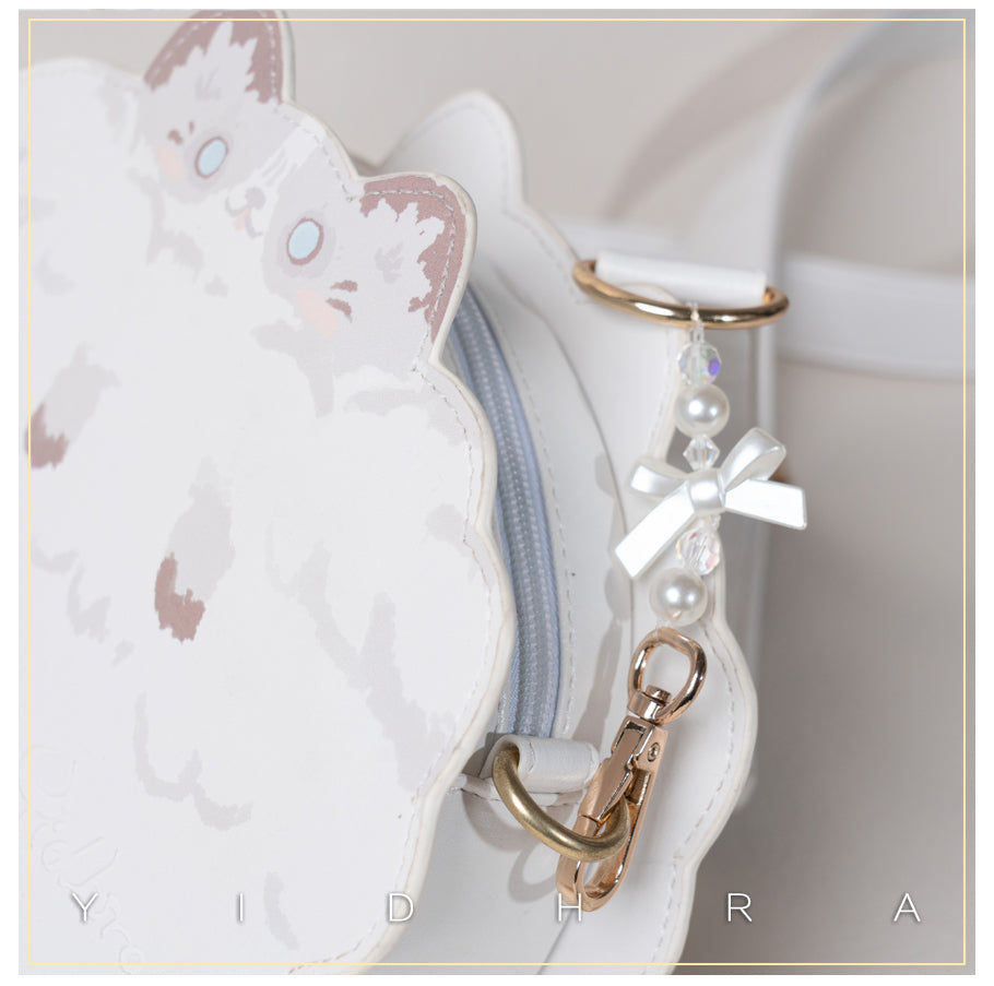 Yidhra - Printed Kawaii Cat Leather Shoulder Bag