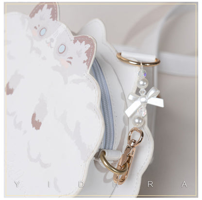Yidhra - Printed Kawaii Cat Leather Shoulder Bag