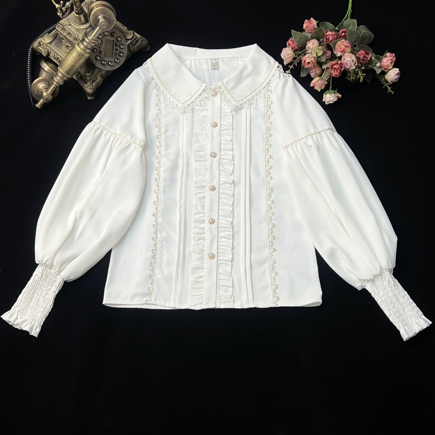 DMFS Lolita - Sweet Lolita Blouse Vintage Mutton Sleeves Winter Lolita Shirt