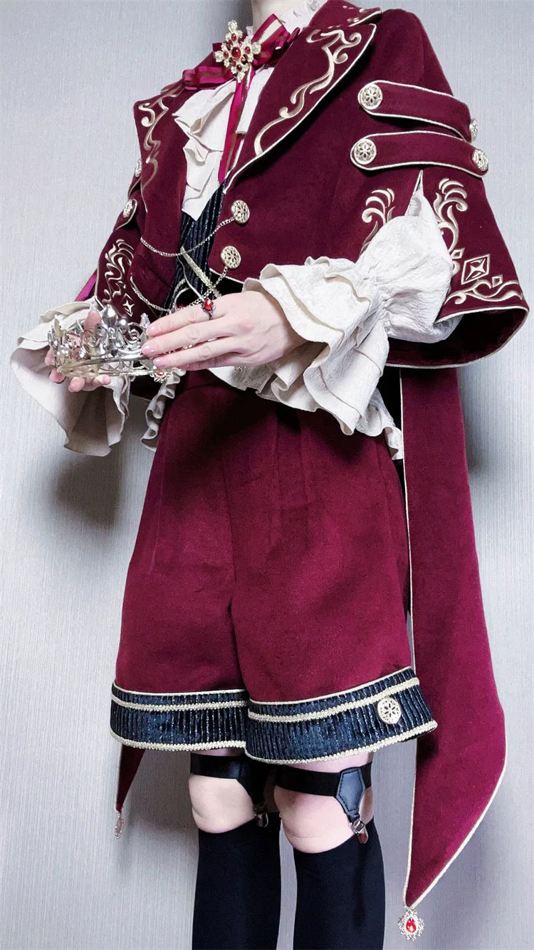 Letters from Unknown Star - Heir - Ouji Lolita Shorts Set Military Prince Lolita Coat and Blouse