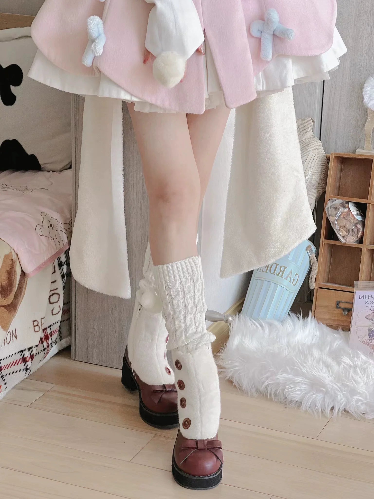 Dolly Doll - Winter Lolita Boots Fur Mary Jane Lolita Low Heel Shoes