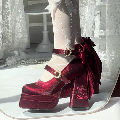 Dreamland - Floating Dream Lily - Elegant Lolita High Heel Shoes, Detachable Bow