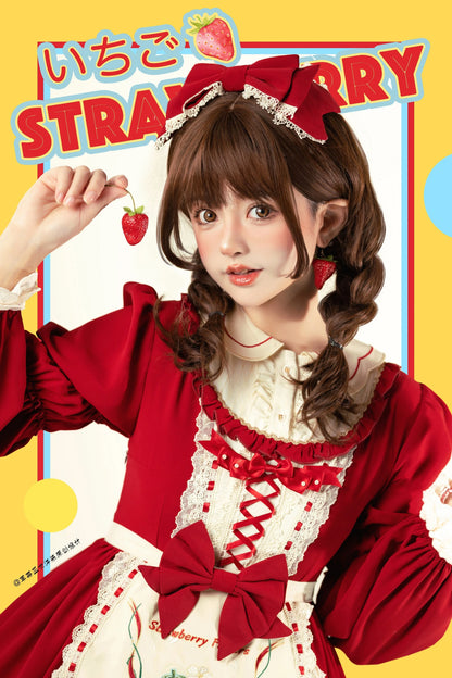 Strawberry Witch - Tochigi Girl - Sweet Lolita Strawberry Embroidered Dress