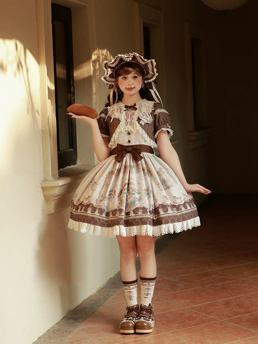 Alice Girl - Sea Salt Fairytale - Sweet Doll-like Lolita OP Animal Printed Lolita Dress