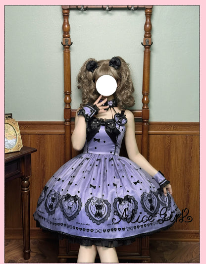 Alice Girl - Brown Sugar Bear - Printed Sweet Lolita Dress, Multiple Styles
