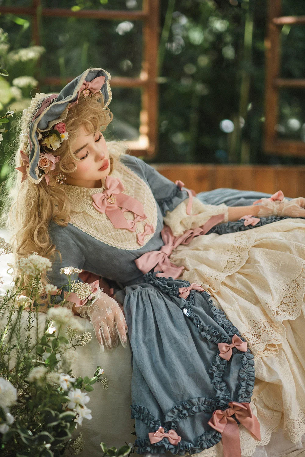 Miss Point - Lilyka Garden - Classic Lolita OP Dress Set Elegant Floral Wall Princess Sleeve