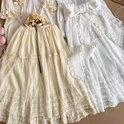 Sweet Dreamer - Antique Wall - Classic Vintage Lolita Vest Tulle Polka Dot Vest