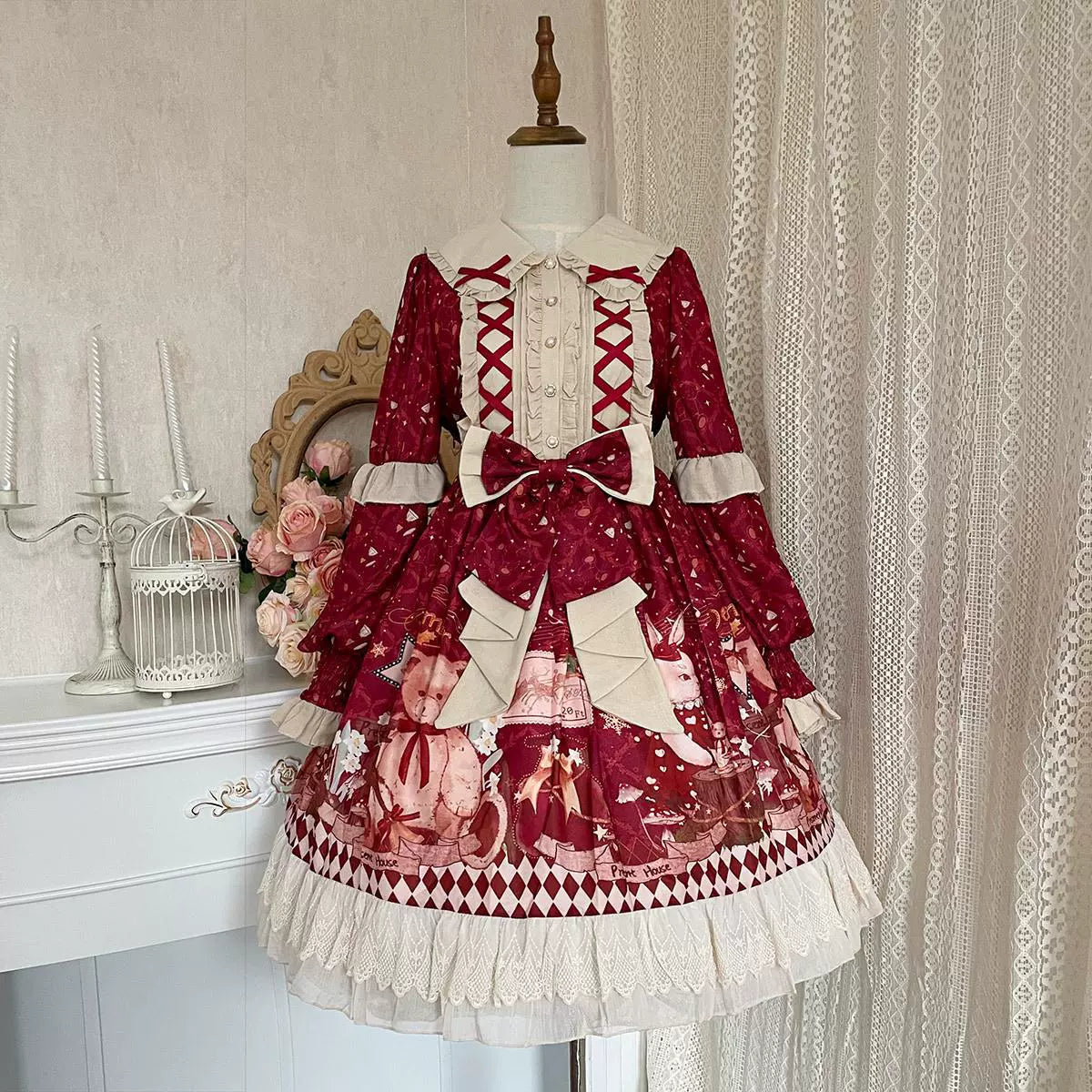 Matutu - Sweet Bear Gift House - Sweet Lolita Suit Christmas Lolita OP and Cape