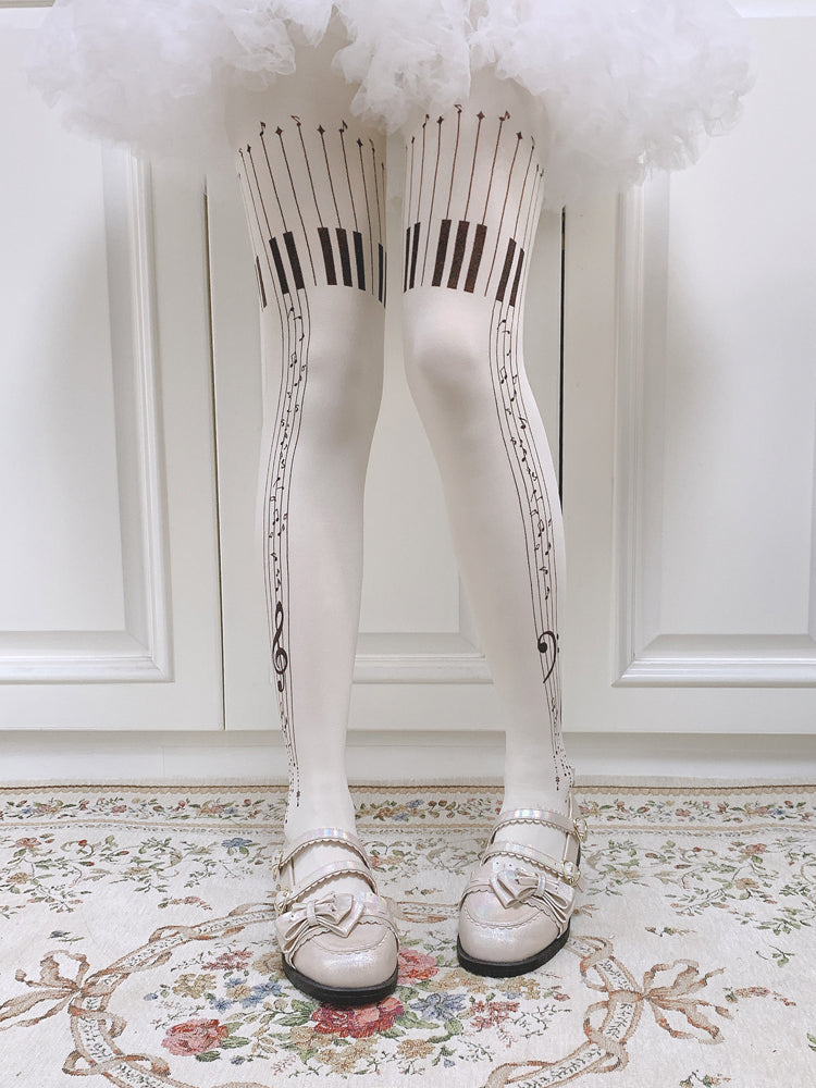 Ruby Rabbit - Piano Keys 120D Velvet Lolita Tights
