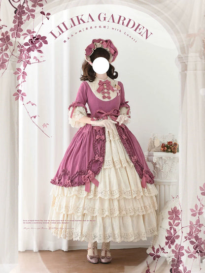 Miss Point - Lilyka Garden - Classic Lolita OP Dress Set Elegant Floral Wall Princess Sleeve