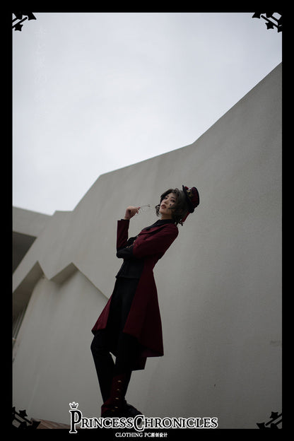 Princess Chronicles - Red and Black - Retro Ouji Lolita Handsome Black Pants