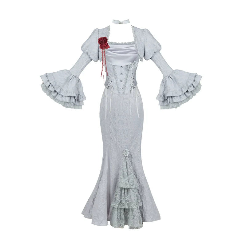 With PUJI - Letter and Poetry ﾂｷ Twilight - Gothic Witch Lolita SK Suit Bodice Mermaid Dress