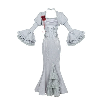 With PUJI - Letter and Poetry ﾂｷ Twilight - Gothic Witch Lolita SK Suit Bodice Mermaid Dress