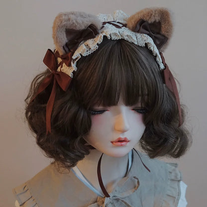Besozealous - Handmade Lolita KC Animal Ear Coffee Hairband