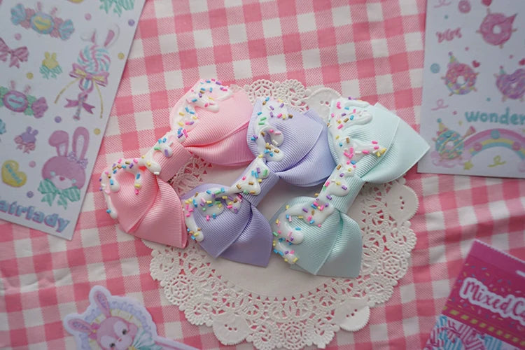 Cat Tea Party - Handmade Sweet Lolita Bow Hair Clip Cute Imitation Cream Cake