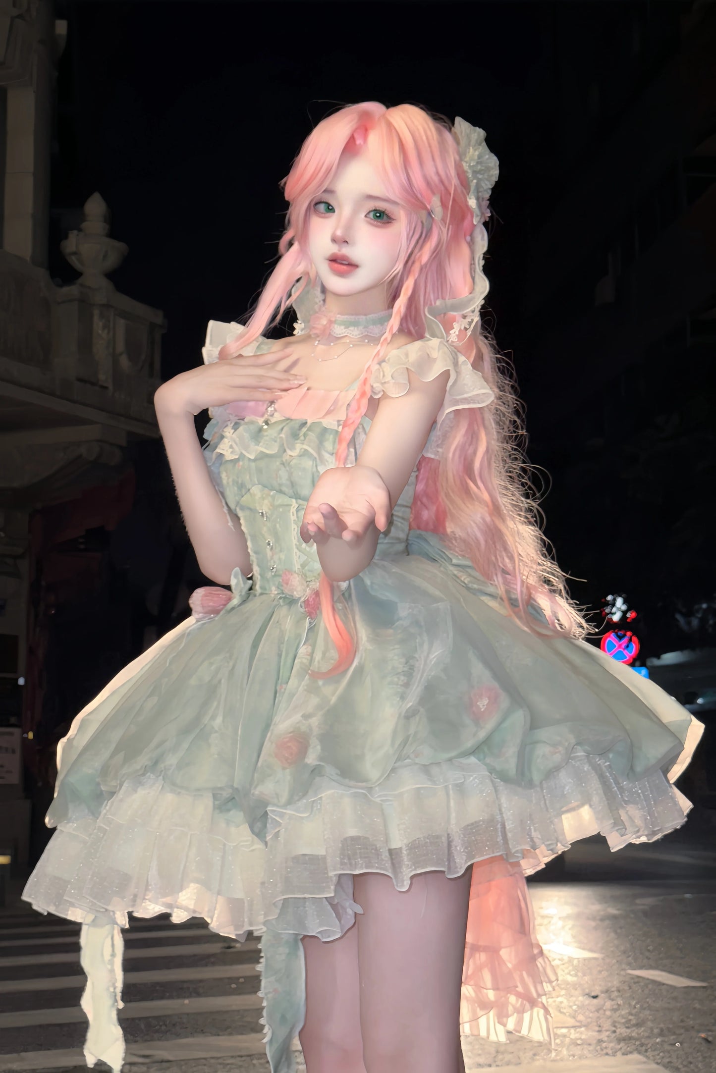 Platycodon House - Floral Magician - Sweet Lolita Dress Floral Print Short Length JSK