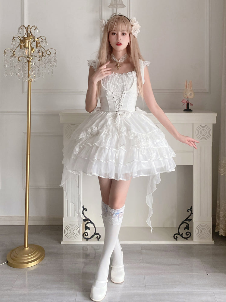 Your princess - Sweet Lolita White Princess Flounce Hemline OP