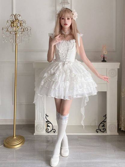 Your princess - Sweet Lolita White Princess Flounce Hemline OP