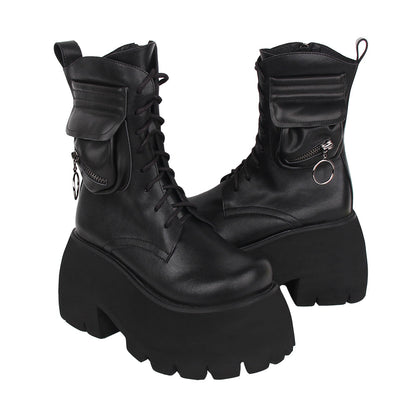 Angelic imprint - Gothic Lolita Black Leather Platform Shoes