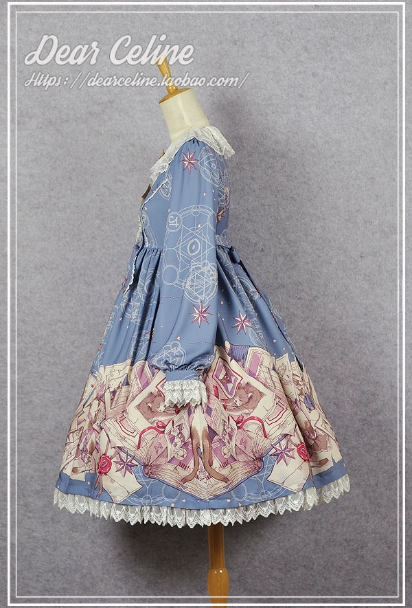 Dear Celine - Cat Professor's Magic Class - Daily Lolita OP Dress Long Sleeve Dress