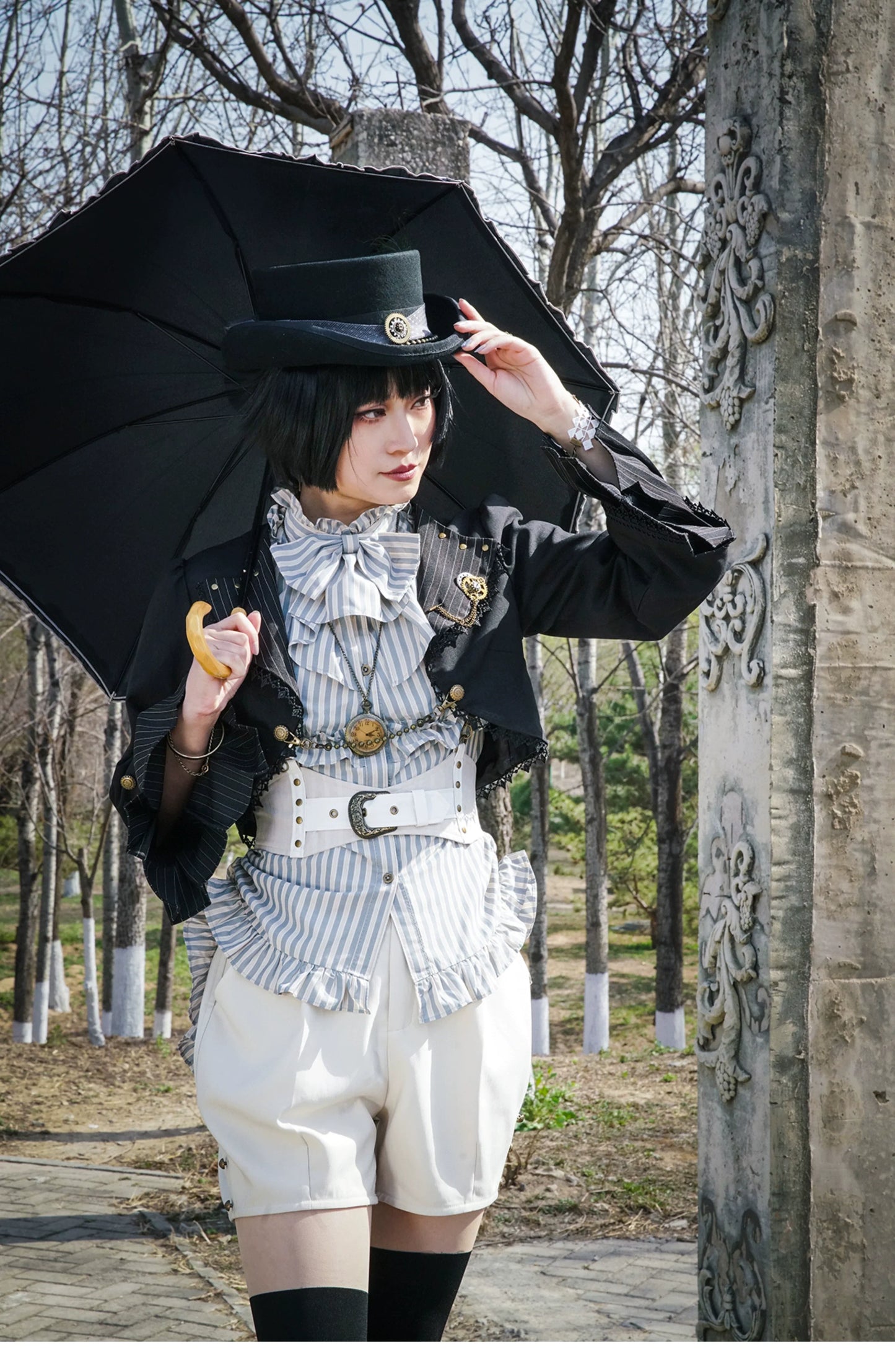 Mr. Yi's Steam Continent - Gothic Lolita Cardigan Long Sleeve Black Short Jacket