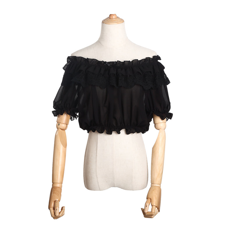 ZhiJinYuan - Elegant Lolita Shirt Open Shoulder Blouse